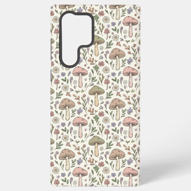Coque Samsung Galaxy Champignons Crème Douce Motif Sans Couture (Verso)