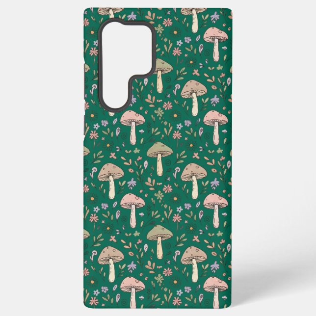Coque Samsung Galaxy Champignons Émeraude Profond Vibrant Sans Couture  (Verso)