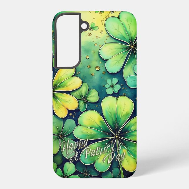 Coque Samsung Galaxy Chance de la Saint Patrick - Shamrocks d'aquarelle (Verso)