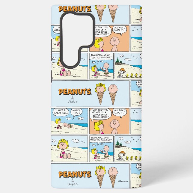 Coque Samsung Galaxy Charlie Brown & Glace Sally À La Plage (Verso)