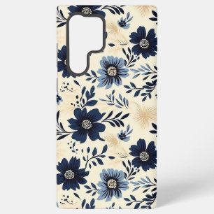 Coque Samsung Galaxy Charme Floral Bleu Marine Vintage pour une Esthéti