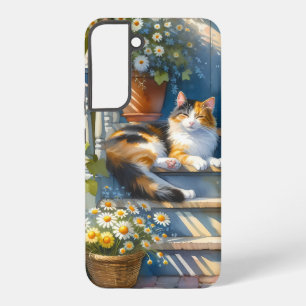 Coque Samsung Galaxy Chat calicot sur la véranda florale Cottagecore
