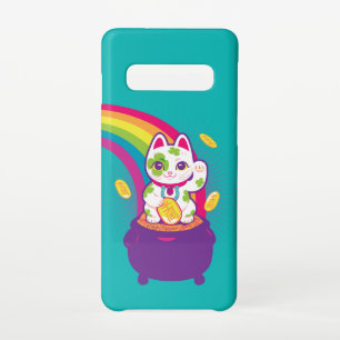 Coque Samsung Galaxy S10 Chat chanceux Maneki Neko Bon Pot D'Or