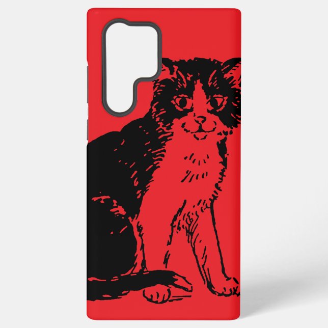 Coque Samsung Galaxy Chat Chaton sur Fine Art Rouge (Verso)