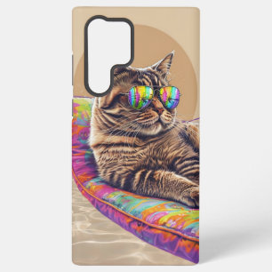 Coque Samsung Galaxy Chat Cool Se Relaxant sur une Oeuvre d'Art Flottan