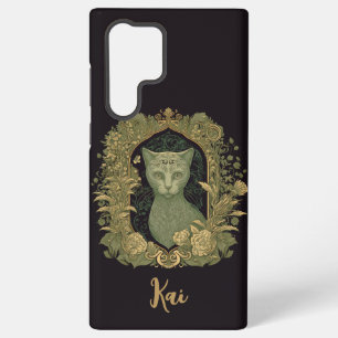 Coque Samsung Galaxy Chat de forêt élégant avec nom personnalisé