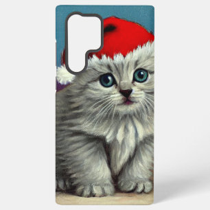 Coque Samsung Galaxy Chat de Noël vintage avec chapeau de Père Noël