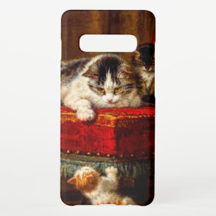 Coque Samsung Galaxy S10+ Chat et chatons Jouer avec chaise