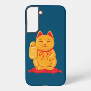 Coque Samsung Galaxy Chat Maneki Neko Japonais en Or, Symbole de Riches
