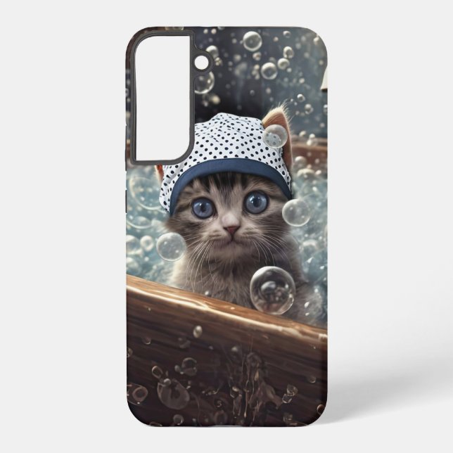 Coque Samsung Galaxy Chat mignon et Whimsical dans le téléphone de bain (Verso)