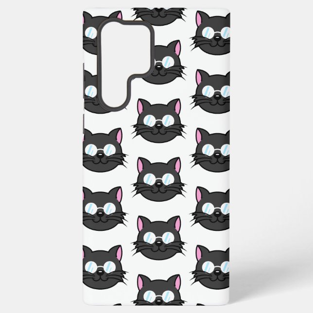 Coque Samsung Galaxy Chat noir Chat noir Chat gris Chat portant des lun (Verso)