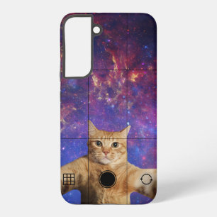 Coque Samsung Galaxy Chat roux tigré prenant un selfie dans l'espace