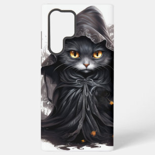 COQUE SAMSUNG GALAXY CHATON NOIR À L'AQUARELLE HABILLÉ EN SORCIÈRE