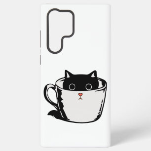 Coque Samsung Galaxy Chaton noir avec un nez rouge se cachant dans une 