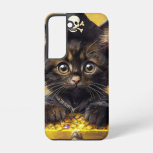 Coque Samsung Galaxy Chaton Pirate Adorable avec Trésor Doré