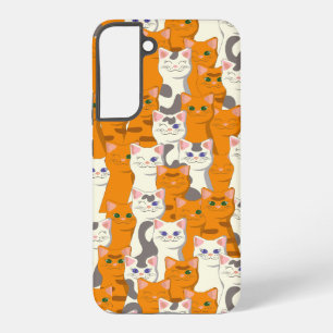 Coque Samsung Galaxy Chats blancs et gingembre motif yeux verts yeux bl