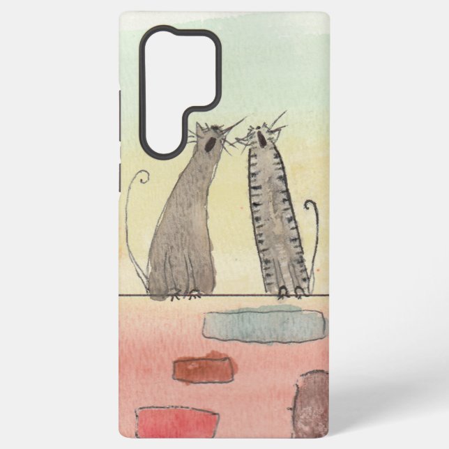 Coque Samsung Galaxy Chats de ruelle à l'aquarelle (Verso)