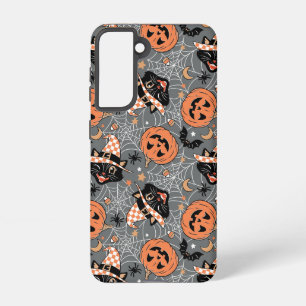 Coque Samsung Galaxy Chats d'Halloween vintages et Motifs Citrouille