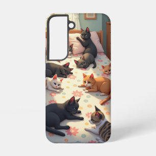 Coque Samsung Galaxy Chats sur un lit