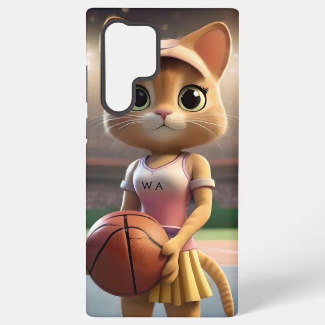 Coque Samsung Galaxy Chatte de netball féminine, (Verso)