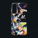 Coque Samsung Galaxy Chêne Feuilles de givrage de fée et Monogramme<br><div class="desc">Quelques feuilles de chêne d'automne couverts de gel coloré. Ma photographie. Ajoutez votre lettre.</div>