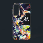 Coque Samsung Galaxy Chêne Feuilles de givrage de fée et Monogramme<br><div class="desc">Quelques feuilles de chêne d'automne couverts de gel coloré. Ma photographie. Ajoutez votre lettre.</div>