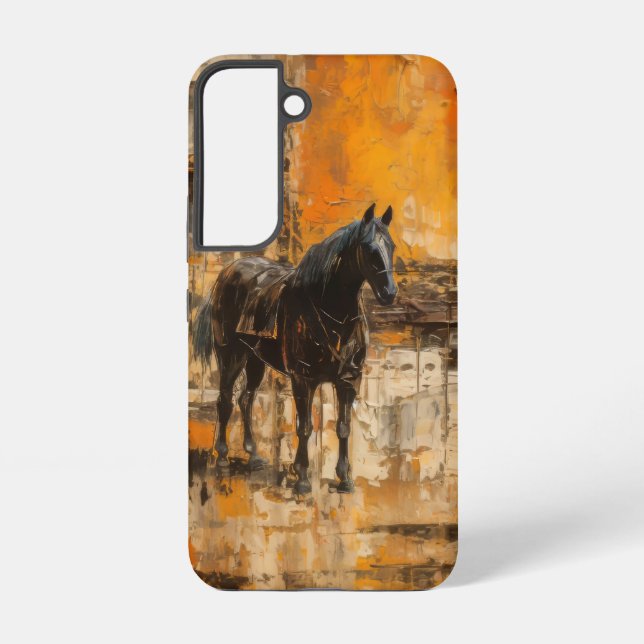 Coque Samsung Galaxy Cheval Majestic au coucher du soleil Abstrait (Verso)