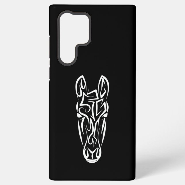 Coque Samsung Galaxy Cheval tribal noir et blanc (Verso)