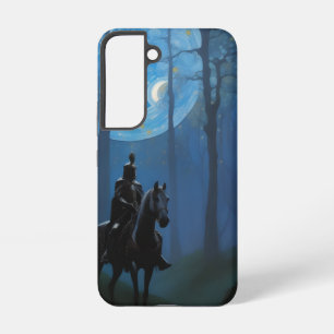 Coque Samsung Galaxy Chevalier noir mystérieux dans la forêt au clair d