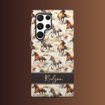 Coque Samsung Galaxy Chevaux couchés de soleil<br><div class="desc">Samsung Coque : Levez votre Samsung avec le Coque Whimsical Wild Horses Samsung. Les teintes vives et muettes d'orange, de bleu et de jaune se combinent avec des marron terreux pour créer un design à la fois élégant et fonctionnel. Personnalisez-le avec votre nom ou vos initiales sur la bannière brune...</div>
