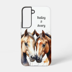 Coque Samsung Galaxy Chevaux Douces Câlins Personnalisés Couple Amour A