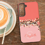 Coque Samsung Galaxy Chic Coral Deux Tons Ajouter Un Nom Monogramme Feu<br><div class="desc">Cette conception simple à personnaliser chic de boîtier de téléphone comprend un arrière - plan corallien à deux tons, nom, et la lettre initiale monogramme et correspondant branches feuillues séparant le haut et le bas. Personnalisez le coque dans les champs de texte avec un nom et une initiale, supprimez les...</div>