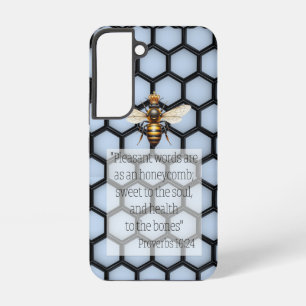 Coque Samsung Galaxy Chic Religieux Bleu Noir Nid d'Abeille Reine Abeil