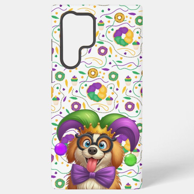 Coque Samsung Galaxy Chien chiot mignon Mardi Gras en casquette jester (Verso)