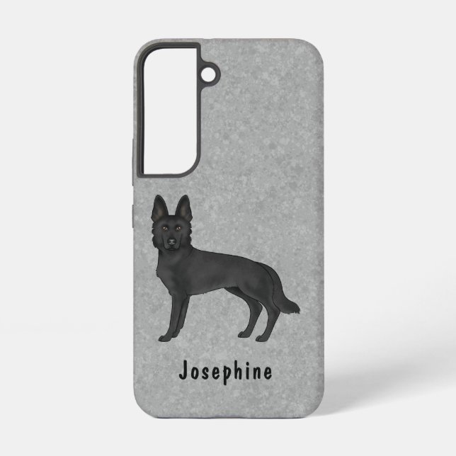 Coque Samsung Galaxy Chien De Berger Allemand Noir Dessin Sur Grey Et T (Verso)