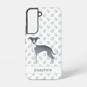 Coque Samsung Galaxy Chien Lévrier Italien Bleu Et Blanc Avec Des Patte