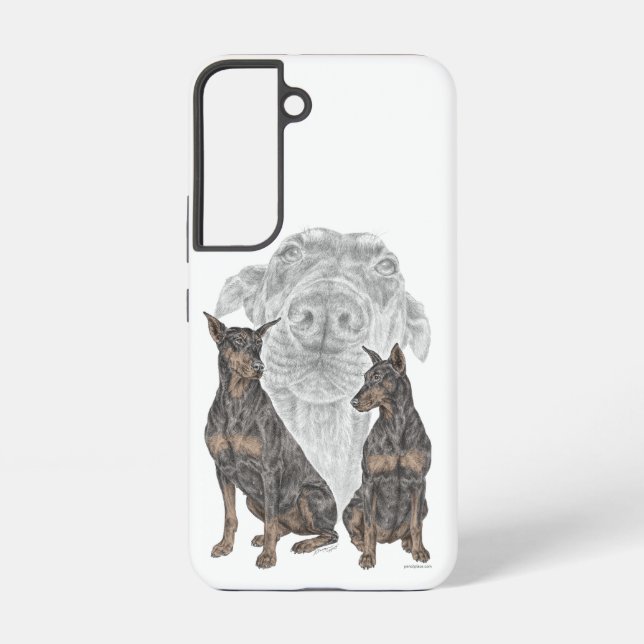 Coque Samsung Galaxy Chiens de Doberman noir et tan (Verso)