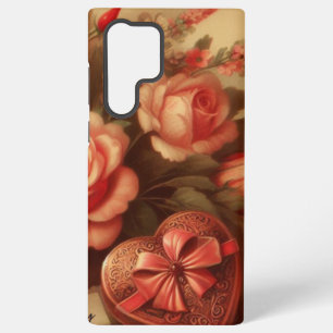 Coque Samsung Galaxy Chocolats et fleurs vintage de la Saint-Valentin
