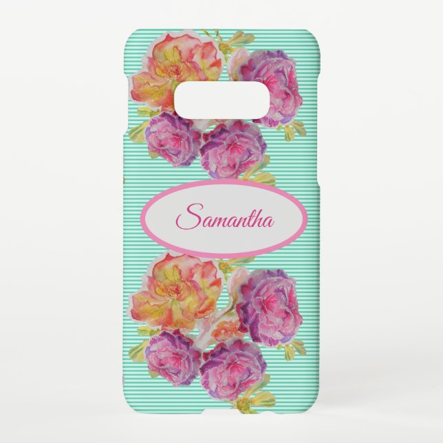 Coque Samsung Galaxy Chou Rose Pâle Roses Anciennes Fleur Nom de Fille (Dos)