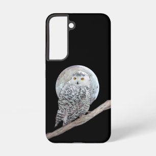 Coque Samsung Galaxy Chouette harfang et peinture de lune - Art d'oisea