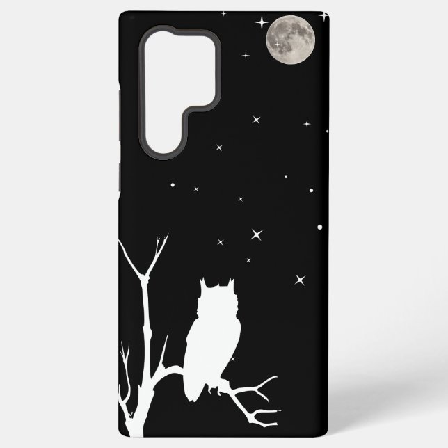 Coque Samsung Galaxy Chouette sur un membre avec lune et étoiles (Verso)