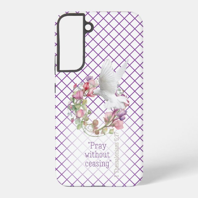 Coque Samsung Galaxy Christian Purple White Line Matrix Sweet Pea (Verso)