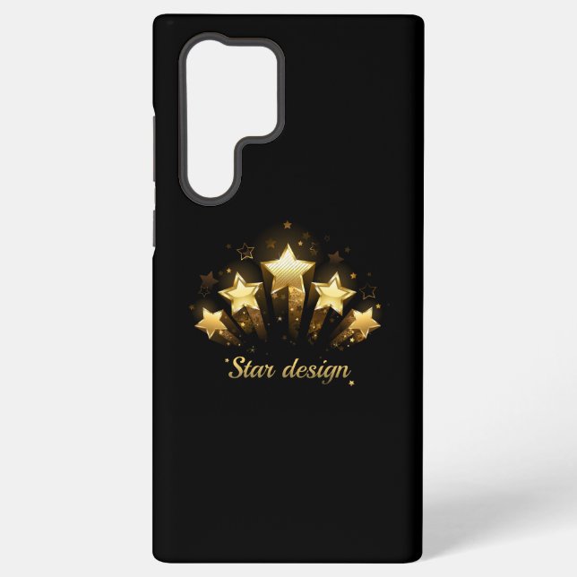 Coque Samsung Galaxy Cinq étoiles d'or en noir (Verso)