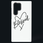 Coque Samsung Galaxy Citation Gratitude manuscrite<br><div class="desc">Partagez un message de gratitude et de foi avec ce magnifique et moderne design "bienheureux". Doté du mot "béni" dans un élégant script manuscrit qui s'écoule dans un simple contour de coeur, cette oeuvre d'art est une déclaration puissante mais minimaliste de gratitude. C'est un design parfait pour quiconque veut express...</div>