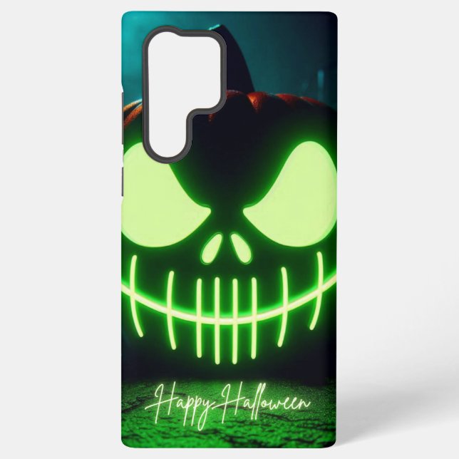 Coque Samsung Galaxy citrouille d'Halloween vert éffrayant (Verso)