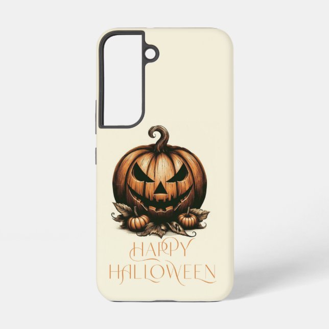 Coque Samsung Galaxy Citrouille vintage joyeux Halloween (Verso)