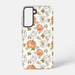 Coque Samsung Galaxy Citrouilles d'aquarelle et Motif d'automne de feui