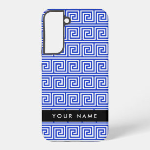 Coque Samsung Galaxy Clé Méandre Grecque Bleue, Votre Nom, Personnalise