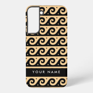 Coque Samsung Galaxy Clé Méandre Grecque, Clé Vague, Marron, Votre Nom