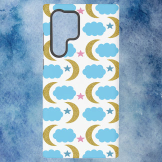 Coque Samsung Galaxy Clouds de lune et étoiles Faux Motif de Parties sc